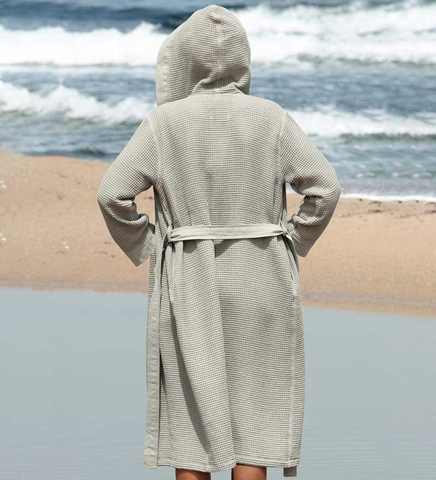 Women's Hooded Turkish Cotton Waffle Robe - Self Care Sunday