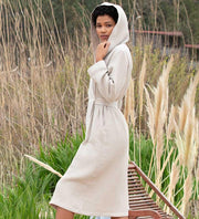 Women's Hooded Turkish Cotton Waffle Robe - Self Care Sunday