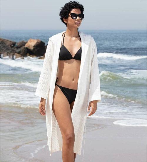 Women's Hooded Turkish Cotton Waffle Robe - Self Care Sunday