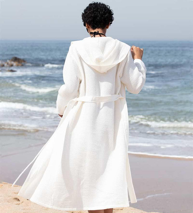 Women's Hooded Turkish Cotton Waffle Robe - Self Care Sunday