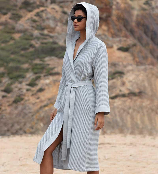 Women's Hooded Turkish Cotton Waffle Robe - Self Care Sunday