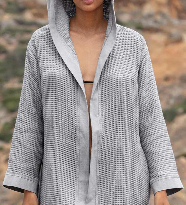 Women's Hooded Turkish Cotton Waffle Robe - Self Care Sunday