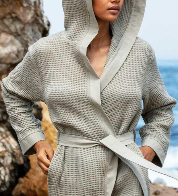 Women's Hooded Turkish Cotton Waffle Robe - Self Care Sunday